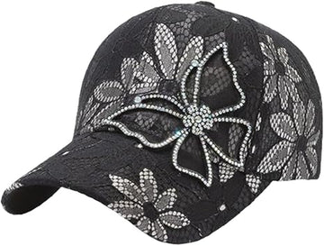 Lace Butterfly Rhinestone Cap