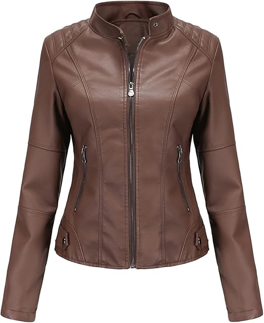 Women's Brown Solis Bomber Leather Jacket