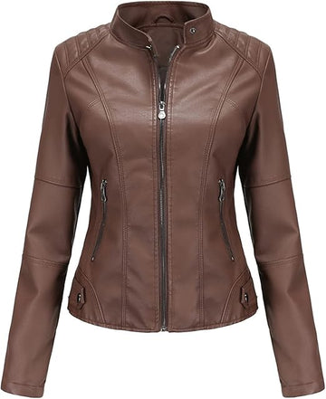 Women's Brown Solis Bomber Leather Jacket