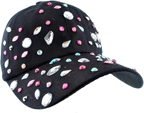 Multi Color Engraved Rhinestone Cap