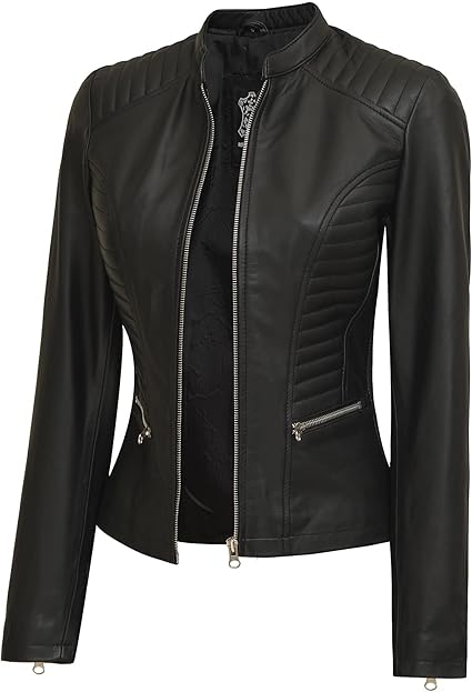 Women's Black Nova Leather Jacket