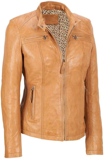 Women's Camel Fierra Leather Jacket