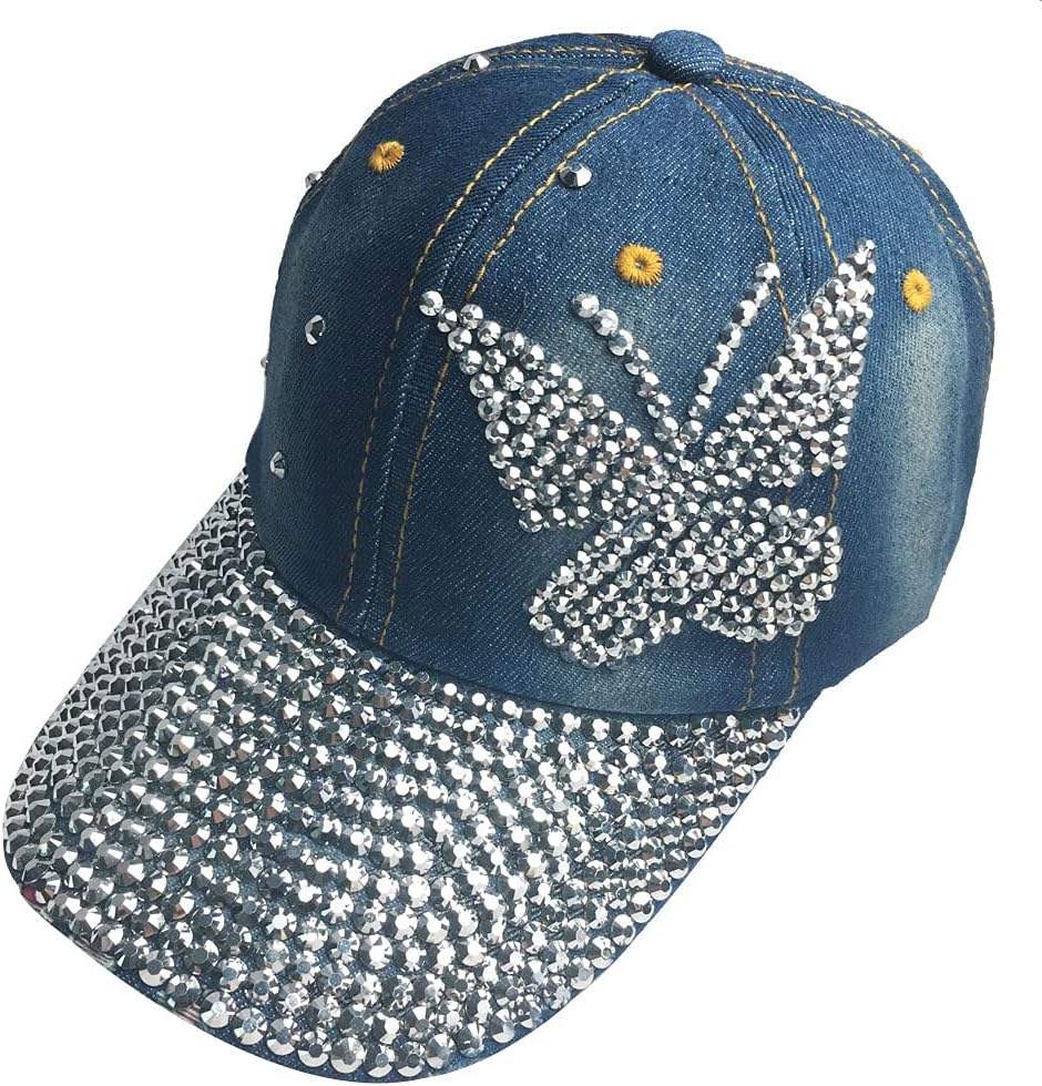 Butterfly Pattern Engraved Rhinestone Cap