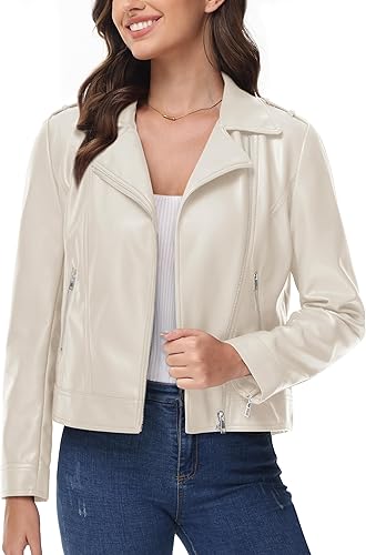 Women's White Zipped Ravyn Leather Jacket