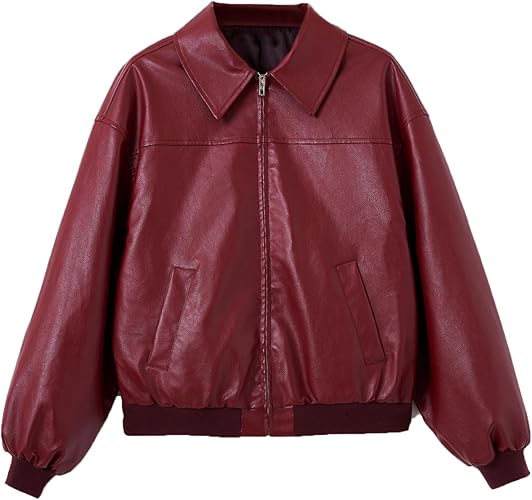 Women's Burgundy Lantern Motorcycle Leather Jacket