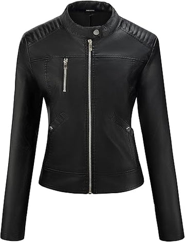 Women's Black Jetra Motorcycle Leather Jacket