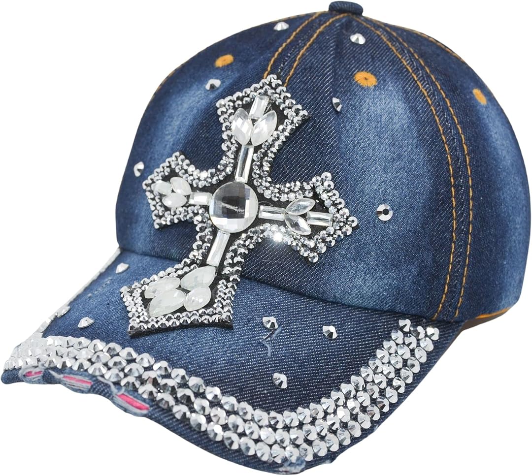 Big Cross Rhinestone Cap